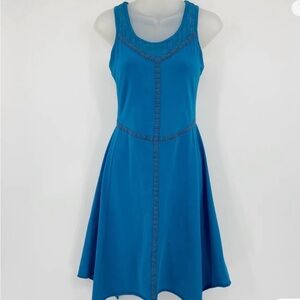Prana Trixie Lace Embroidered Blue Midi, whimsical dress! Size Medium. Like New!